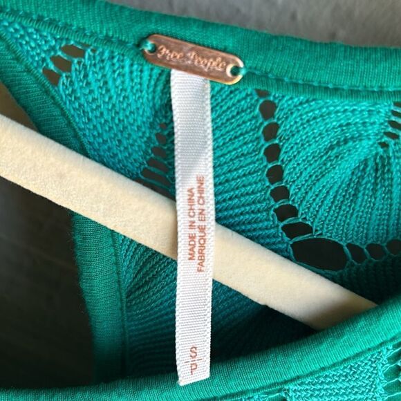 NWT FREE PEOPLE Wild Thing Crochet Mini Dress in Emerald Green Size: Small - Picture 8 of 11